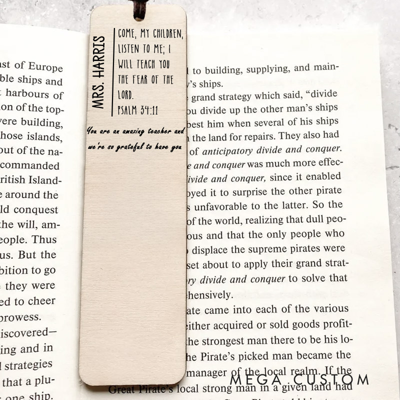 Personalized Teacher Appreciation Wood Bible Verse Bookmark with Name for Best Friend Christian Gift Unique Gifts for Religious Christmas Gift Idea