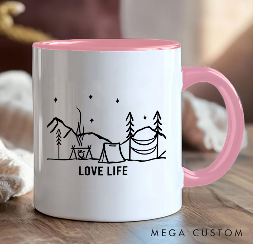 Personalized Couple Mountain Camping Mug Hiking Mug Gift for Travel Outdoors Lovers