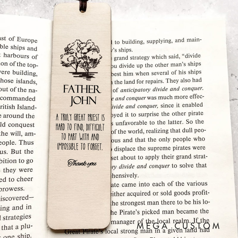 Personalized Pastor Gift Wood Bookmark with Name for Best Friend Christian Gift Unique Gifts for Religious Christmas Gift Idea