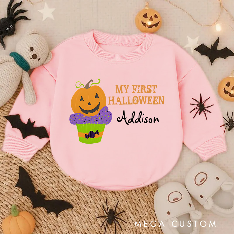 Personalized My First Halloween Cute Custom Black Baby Bodysuit