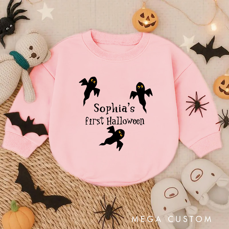 Personalized Baby First Halloween Ghost Baby Bodysuit
