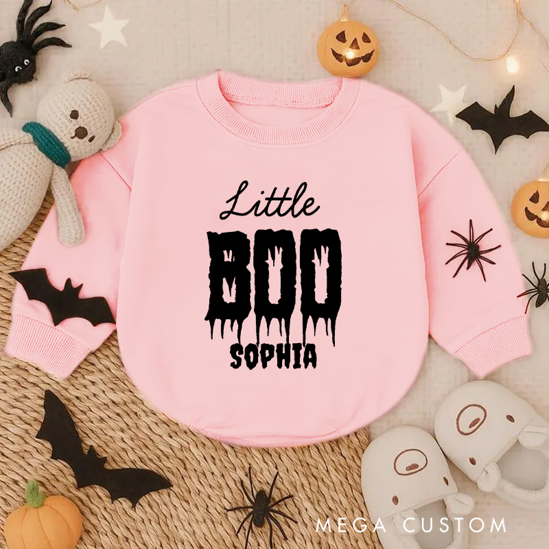 Personalized Little Boo Baby Bodysuit Perfect for Spooky Halloween Celebrations