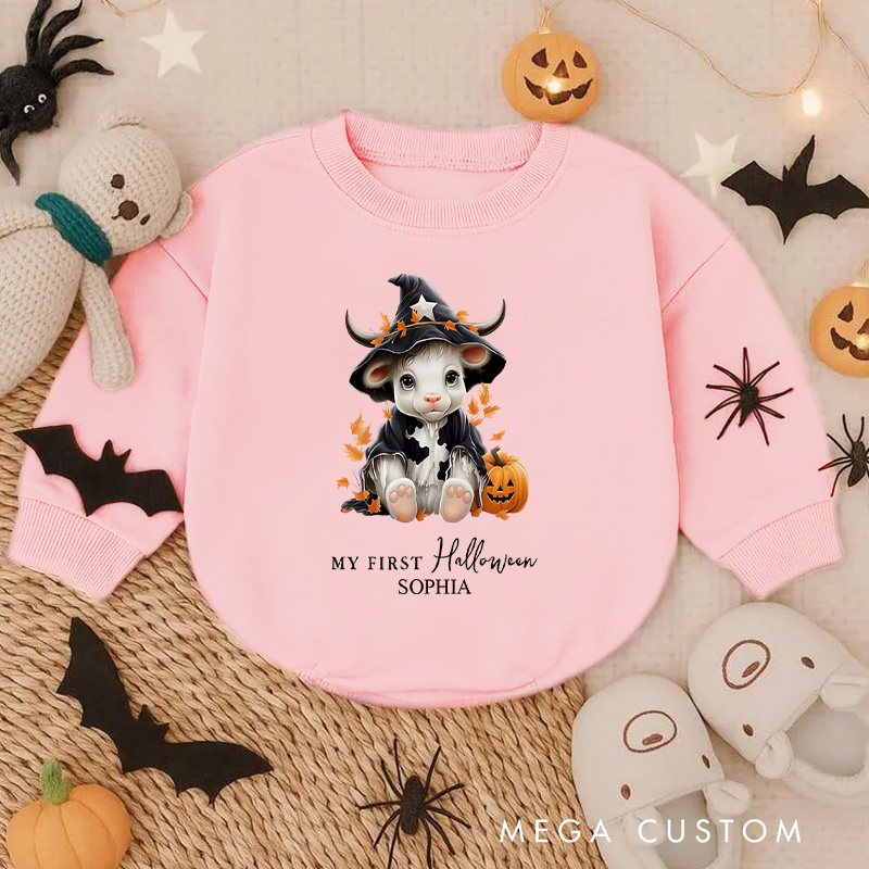 Personalized Spooky Baby Bodysuit with Bold Letters and Star Accents for Halloween Festivities
