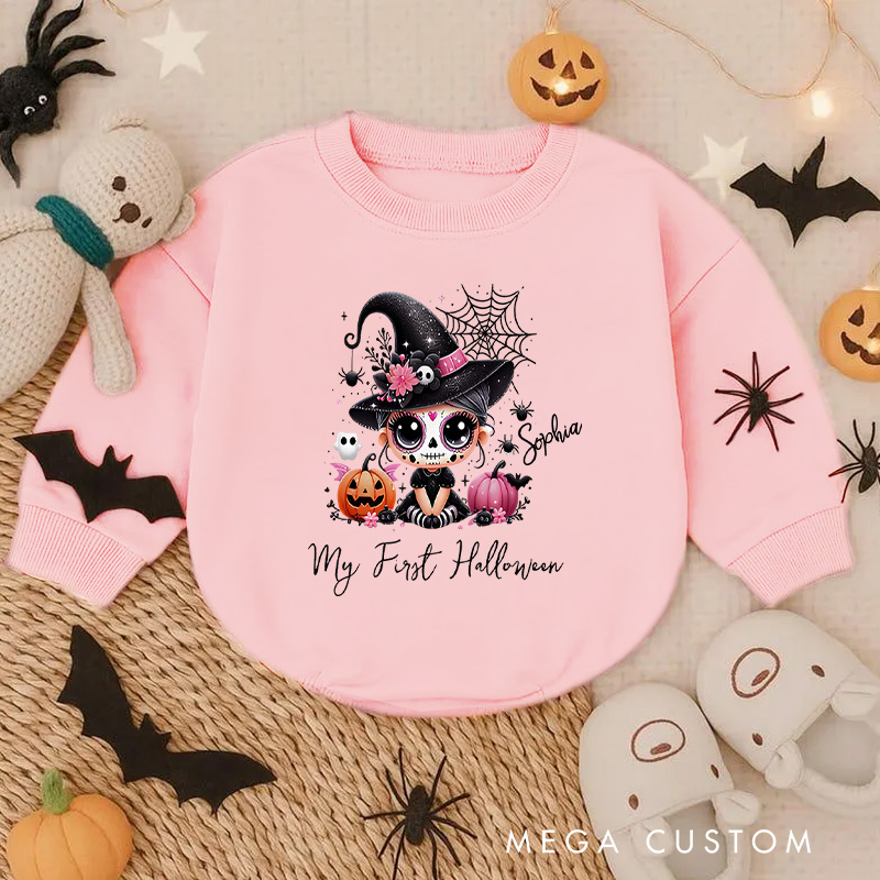 Personalized My First Halloween Baby Sugar Skull Baby Bodysuit