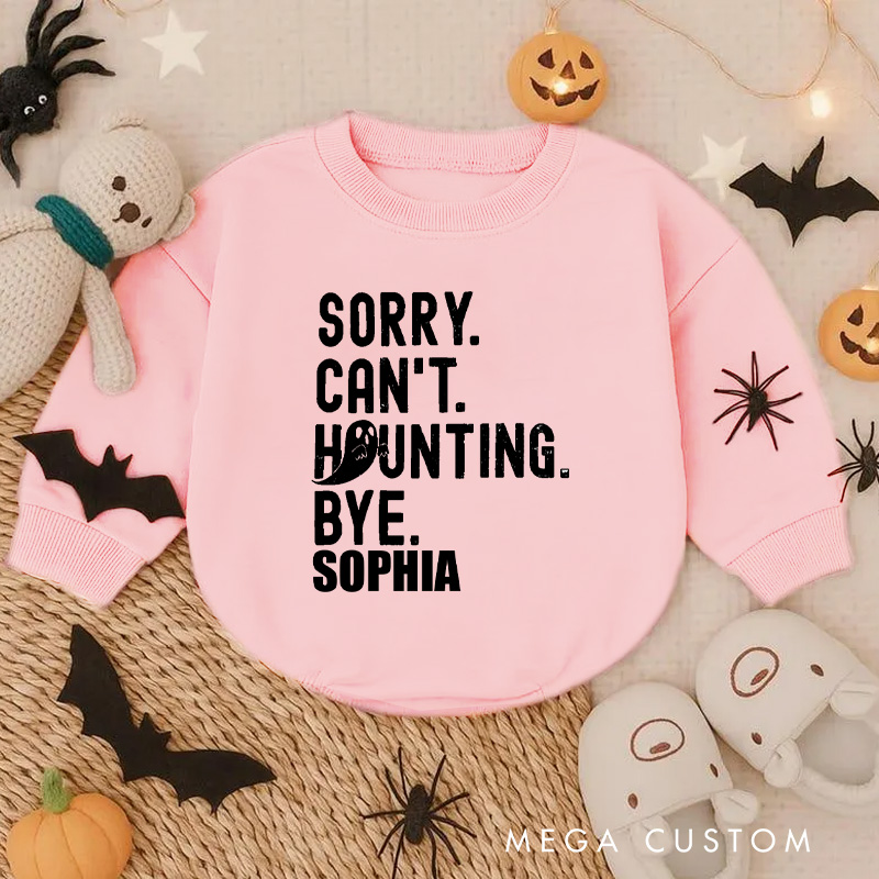 Personalized Sorry Can't Haunting Bye Baby Bodysuit with Playful Halloween Ghost Message