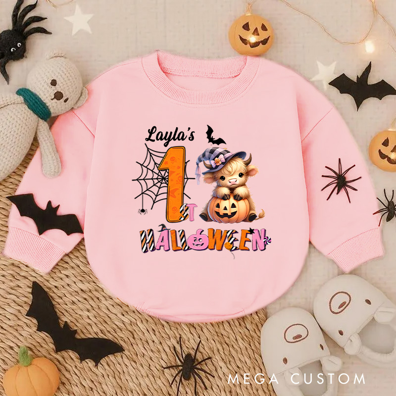 Personalized Spider Web and Pumpkin Design for Baby's First Halloween Celebration Baby Bodysuit Funny Baby Gifts