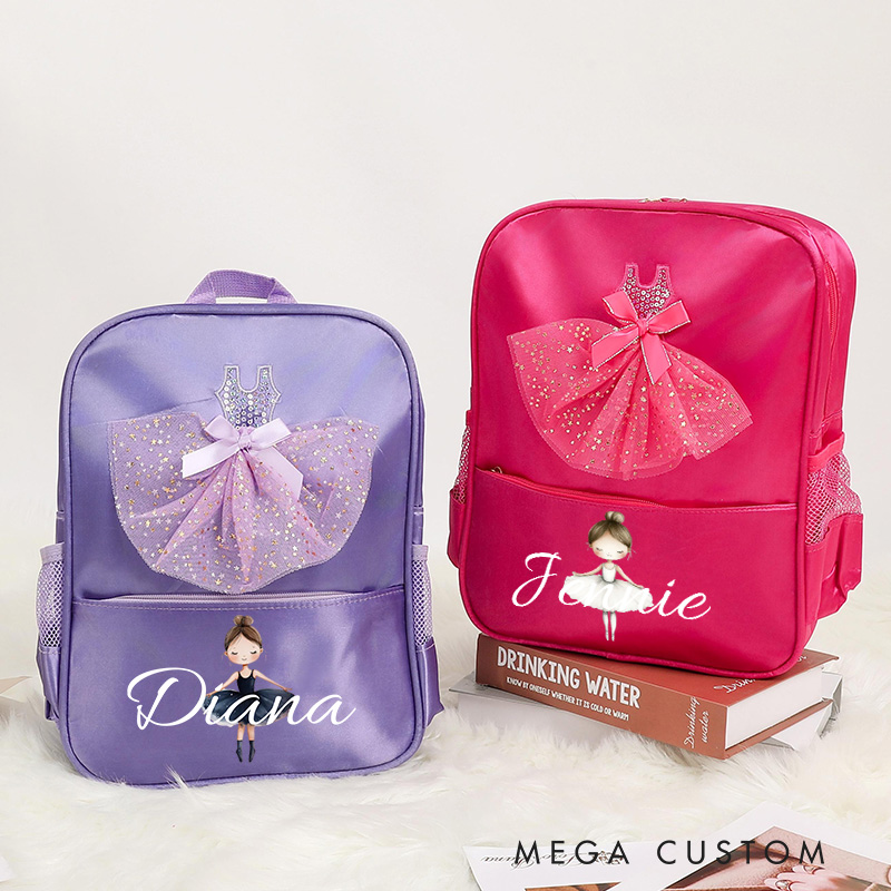 Personalized Ballerina Girl Dance Bag for Girls Name Backpack Pink Ballet Dance Bag Gymnastic Cheer Girls Christmas Gifts Back To School Gifts