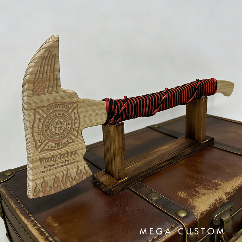 Personalized Firefighter Wooden Axe Custom Engraved Keepsake for Appreciation and Recognition