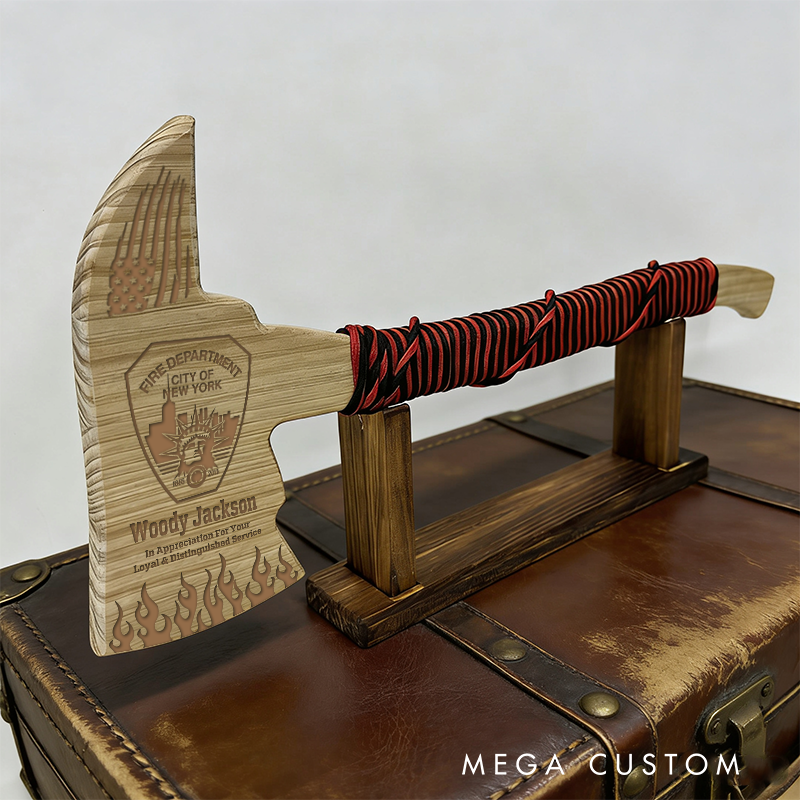 Personalized Firefighter Wooden Axe Custom Engraved Gift for Appreciation and Service