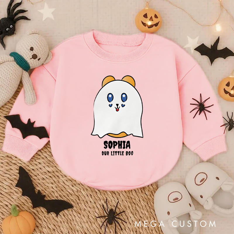 Personalized Cute Ghost Halloween Baby Bodysuit with Adorable Custom Name