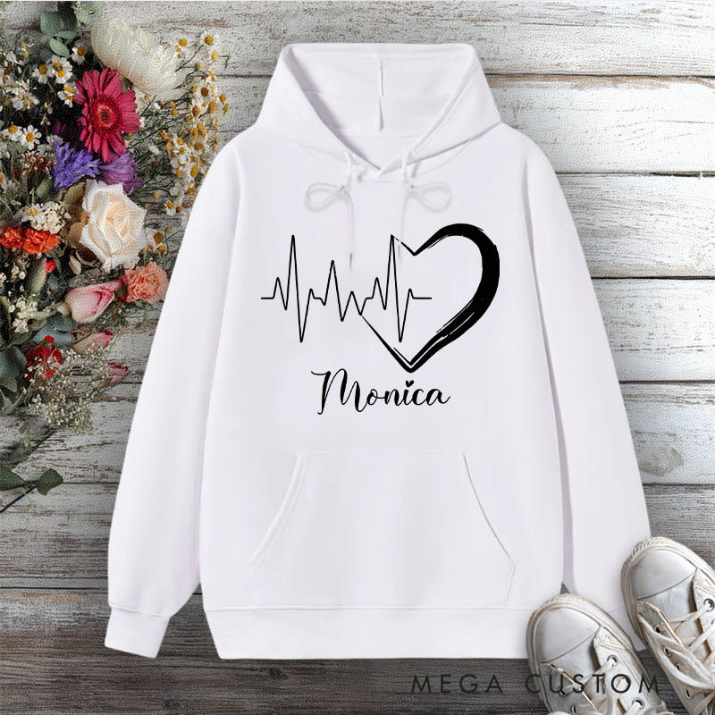 Personalized Hoodies for Nurse Heartbeat and Heart Symbol Design Hoodies International Nurse Day Gift