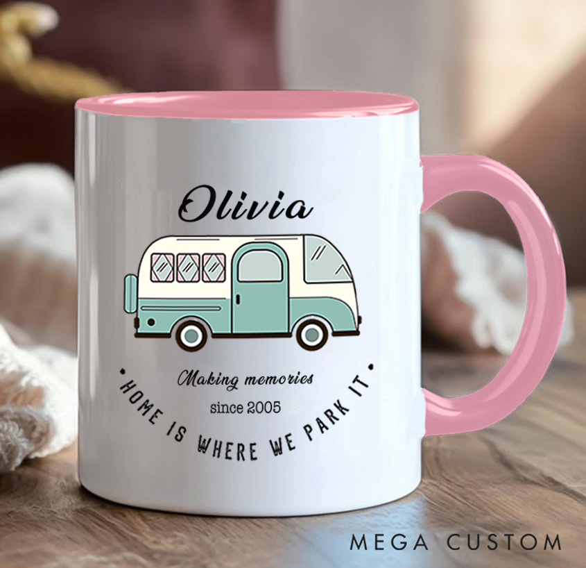 Personalized Camper Van Mug Mountain Adventurers Camping Hiking Mug Gift for Travel Outdoors Lovers