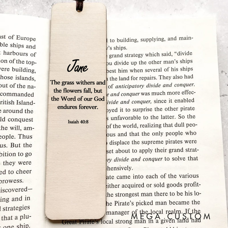 Personalized Wood Isaiah 40:8 Christian Bookmark Christian Gift for Birthday Unique Gifts for Female Unique Gifts for Women Bible Verse Art