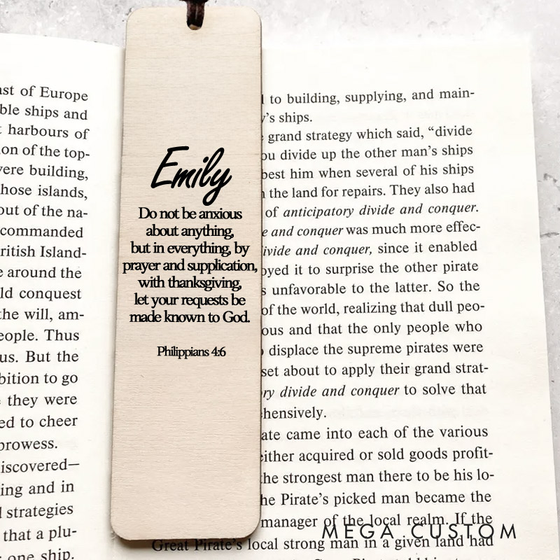 Personalized Wood Philippians 4:6 Christian Bookmark Christian Gift for Birthday Unique Gifts for Female Unique Gifts for Women Bible Verse Art