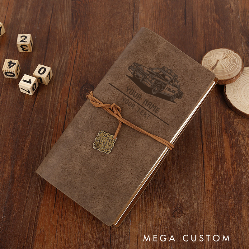 Personalized Retro Police Leather Journal Custom Notebook with Engraved Police Car Design Notebook Gift for Police Officer