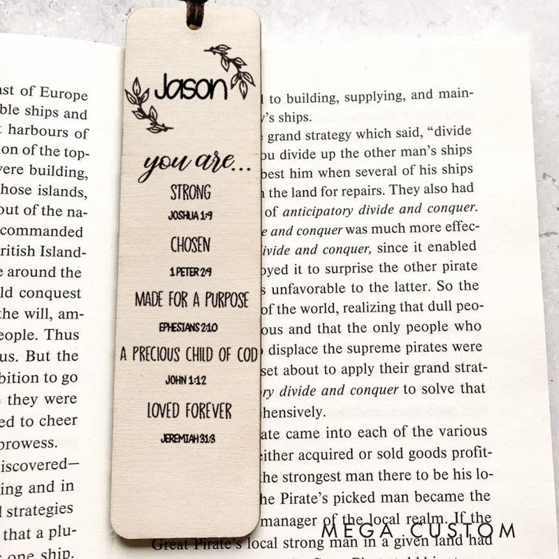 Personalized Wood Cross Engraved with Scripture and Custom Name Christmas Gift Faith Gift Bible Quote Bookmark Unique Gifts for Religious