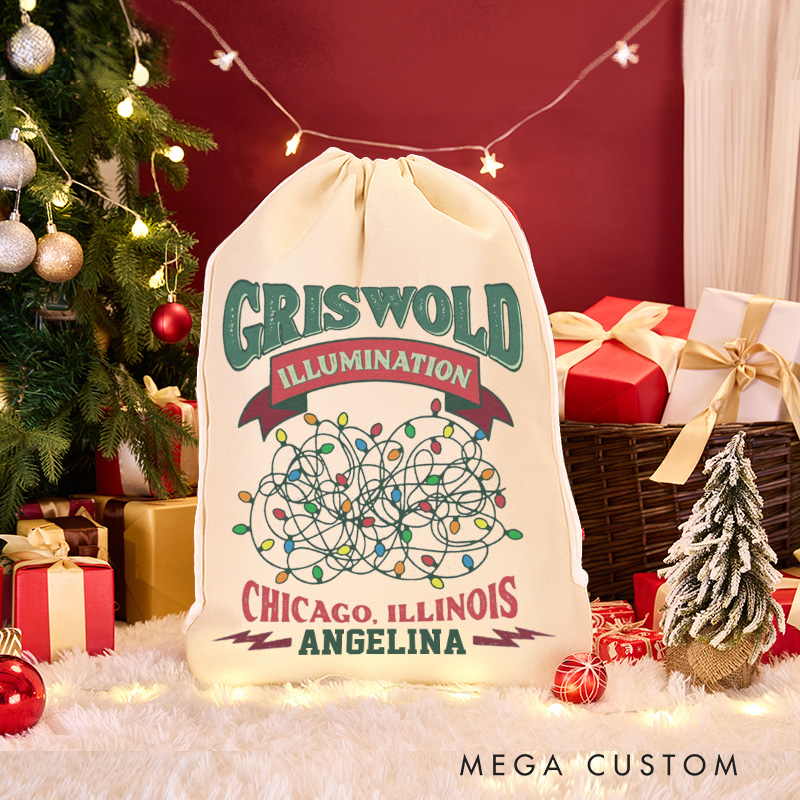 Personalized Illumination Funny White Santa Sack Christmas Gift Bag Movie Lover Xmas Gift Bags Christmas Party Supplies Favors