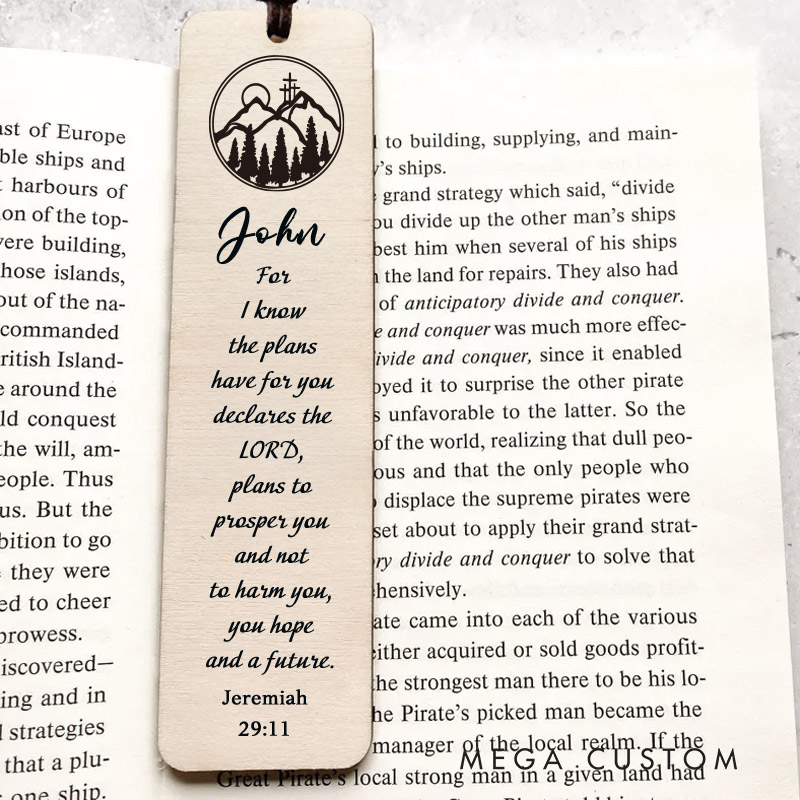 Personalized Wood Jeremiah 29:11 Bookmark Engraved with Scripture Christmas Gift Faith Gift Bible Quote Bookmark Unique Gifts for Religious