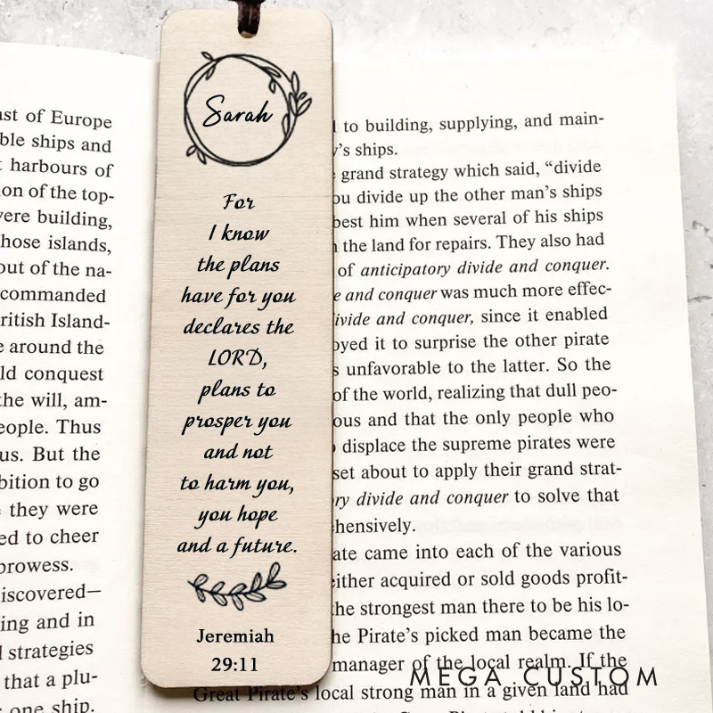 Personalized Wood Christian Bible Verse Bookmark Engraved with Scripture and Custom Name Christian Gifts for Women Unique Gifts for Religious