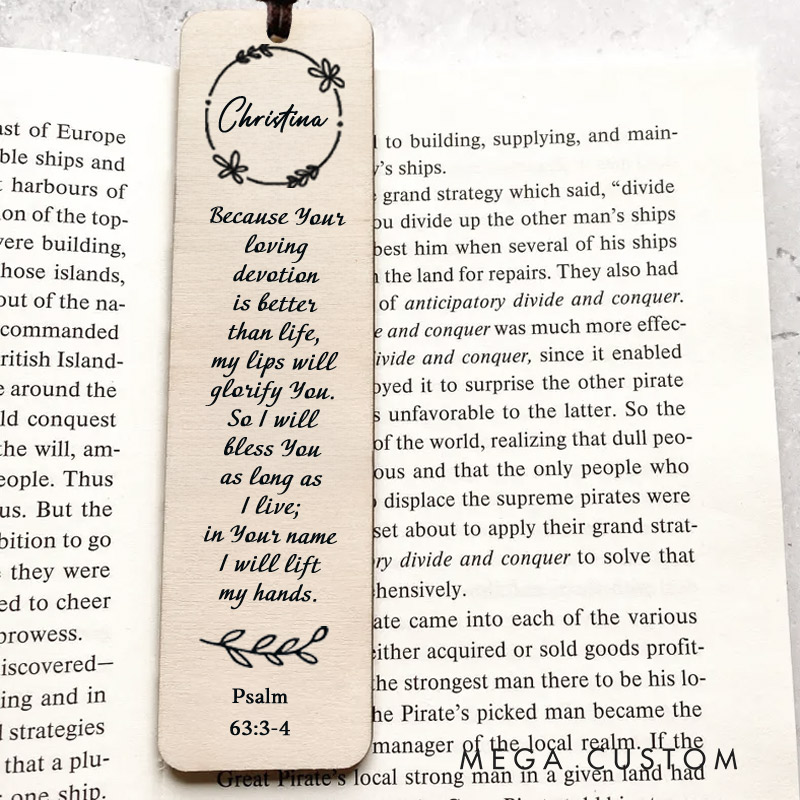 Personalized Wood Devotion Bible Verse Bookmark Engraved with Scripture and Custom Name Christian Gifts for Women Unique Gifts for Religious