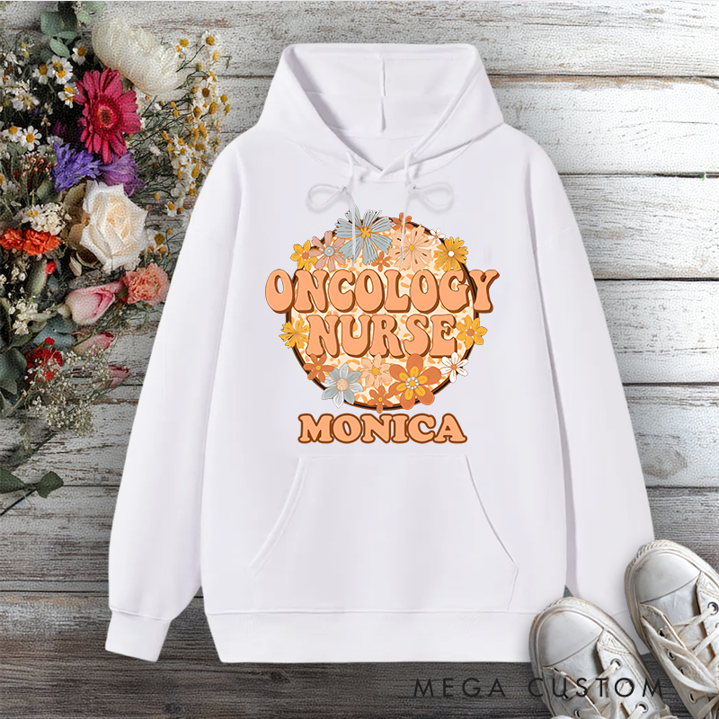 Personalized Hoodies for Nurse Oncology Nurse Compassion in Bloom Design Hoodies International Nurse Day Gift