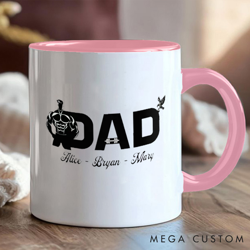 Personalized Dad Fitness Coffee Mug with Gym Loving Dads Gift Motivational Coffee Cup for Fitness Enthusiasts Bodybuilders and Gym Lovers