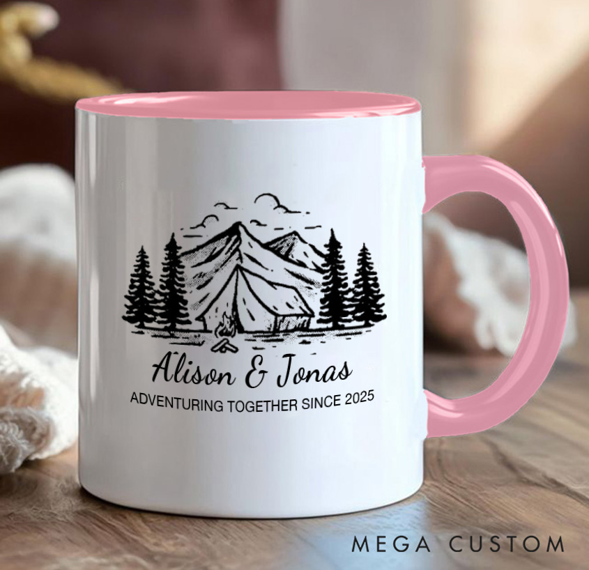 Personalized Adventuring Together Mug Camping Hiking Couple Mug Gift for Outdoors Nature Lovers