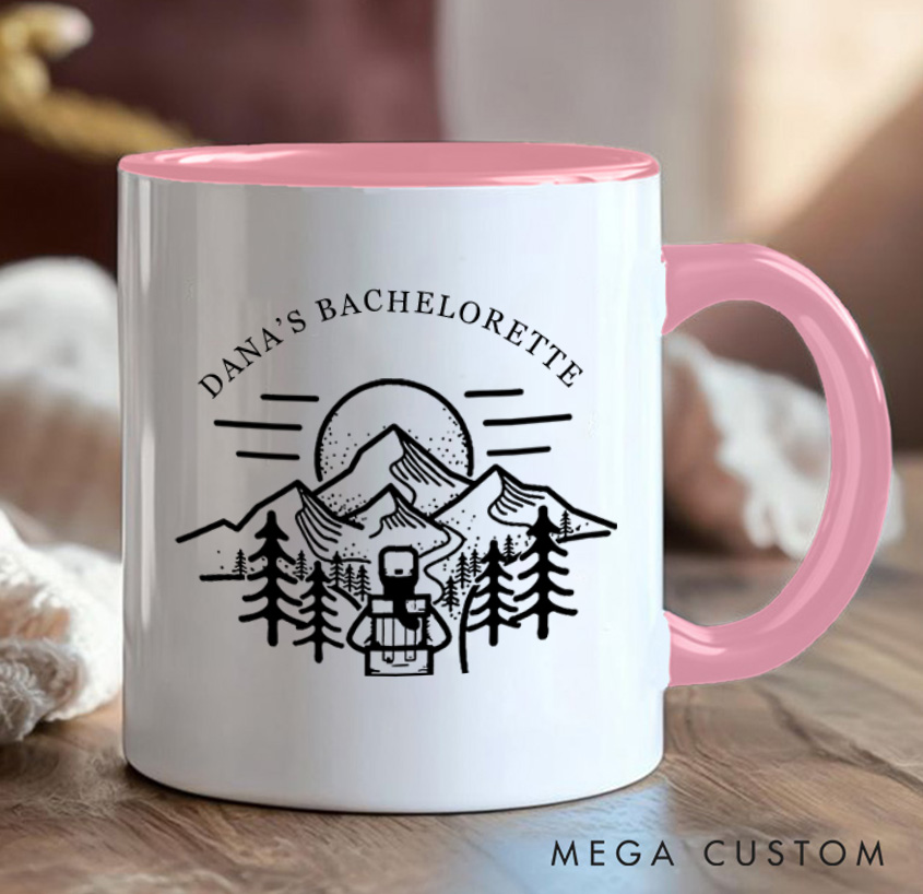 Personalized Hiking Bachelorette Trip Mug Camping Mountain Couple Mug Gift for Outdoors Nature Lovers