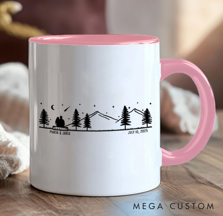 Personalized Couple Stargazing Camp Mug Mountain Hiking Mug Gift for Outdoors Nature Lovers