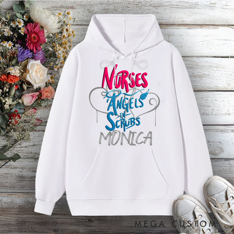 Personalized Hoodies for Nurse Angels in Scrubs Design Hoodies International Nurse Day Gift