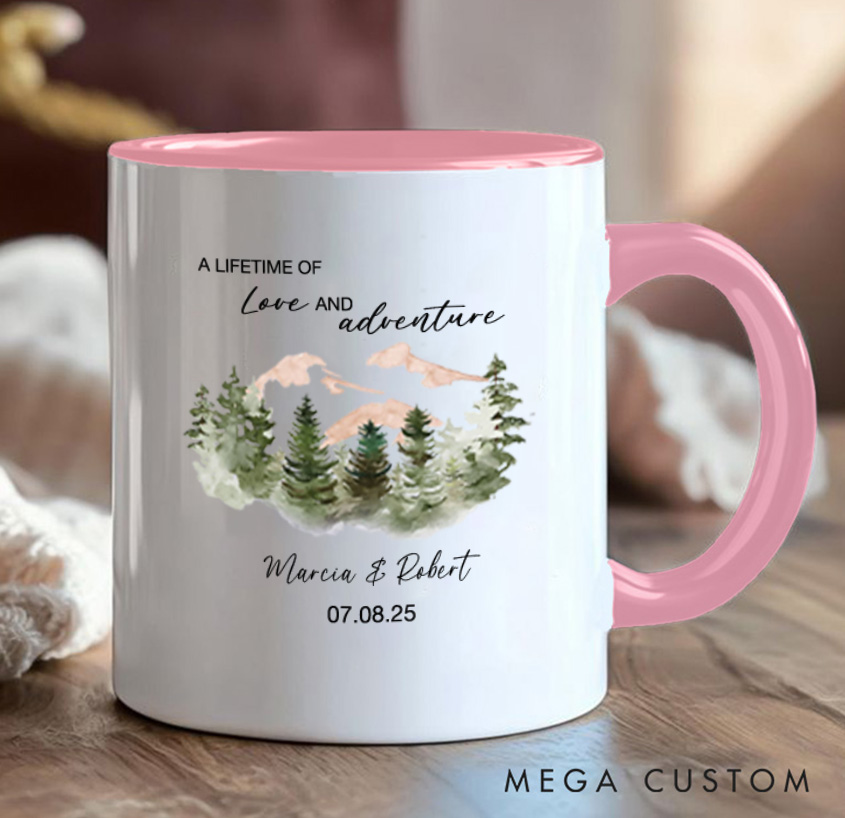 Personalized Mountain Camping Mug Couple Adventure Mountains Hiking Mug Gift for Outdoors Lovers