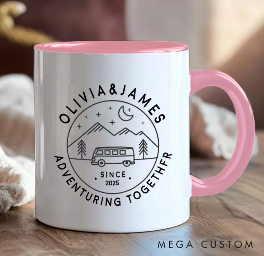 Personalized Twilight Mountain Adventuring Together Mug Hiking Camping Cup Gift for Travel Outdoors Lovers