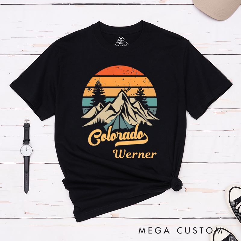 Personalized Rocky Mountain Tetons T-Shirt Camping Hiking Outdoors Shirt Gift for Adventurous Lover