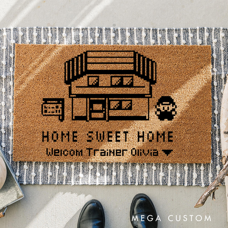 Personalized Home Sweet Home Anime Doormat Video Game Door Mat Welcome Mat for Gamers Anime Lovers 90s Japanese Style Housewarming Gifts
