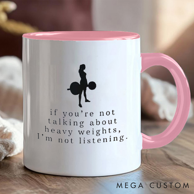 Personalized Heavy Weights Coffee Cup Mug with Funny Gym Quote for Fitness Enthusiasts Bodybuilders and Gym Lovers