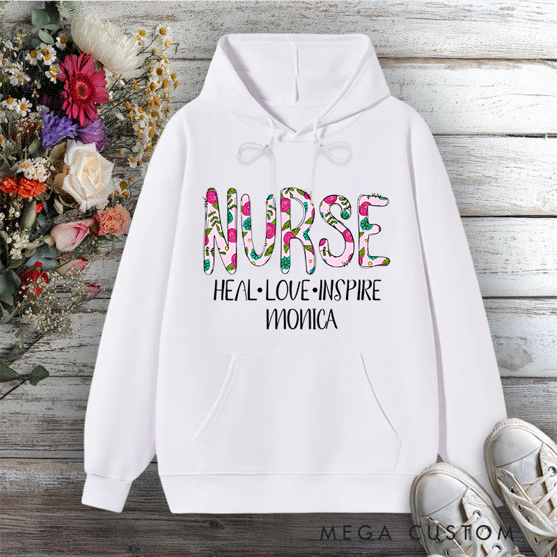 Personalized Hoodies for Nurse Heal Love Inspire Design Hoodies International Nurse Day Gift