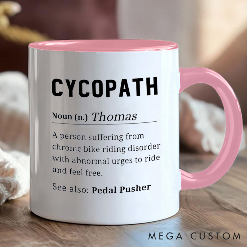 Personalized Cycopath Coffee Cup Mug with Funny Cycling Definition for Outdoor Adventures Riding Cycling Biking Enthusiasts