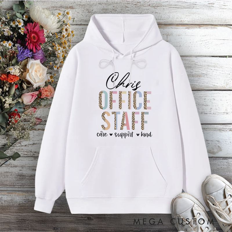Personalized Hoodie Office Staff Care Support Kind Leopard Print Design Gift for Office Worker