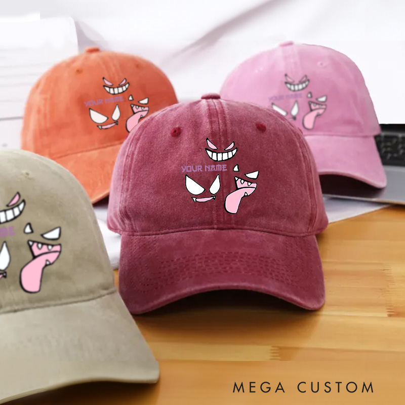 Personalized Gamer Ghost Type Unisex Cap Video Game Hat Baseball Hat Trucker Hat for Gamers Anime Lovers 90s Japanese Style