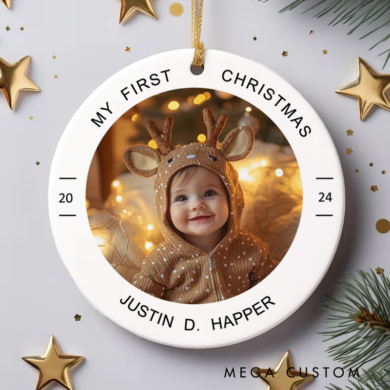 Personalized Baby Photo First Christmas Ornament Funny Baby Gift