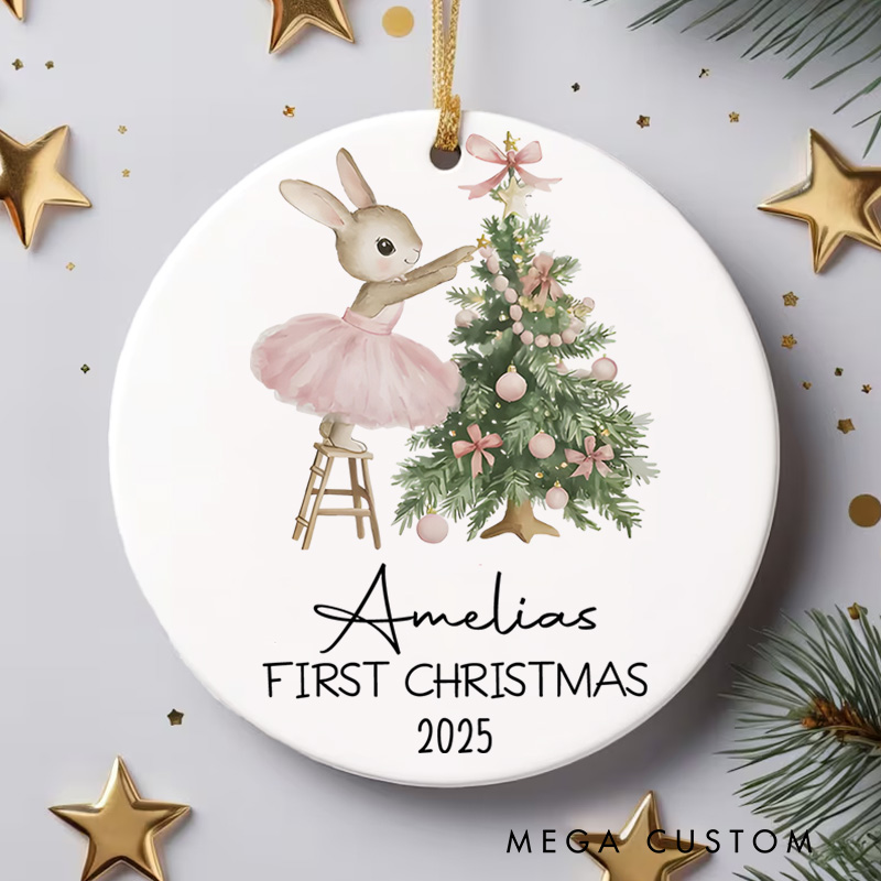 Personalized Ballet Bunny Baby's First Christmas Ornament New Baby Gift