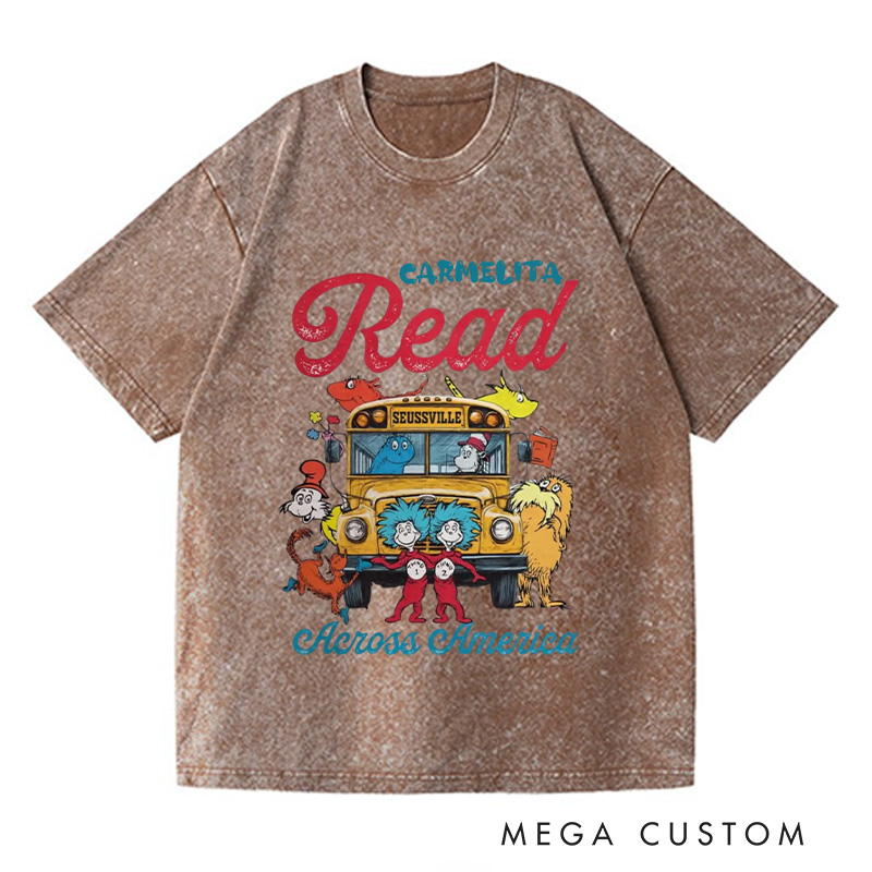 Personalized Read Across America Washed T-Shirts Reading Day T-shirt Reading Week Matching Shirt Book Lover Gift