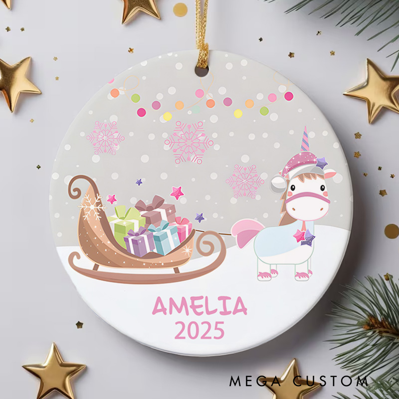 Personalized Snowman and Sleigh Baby's First Christmas Ornament