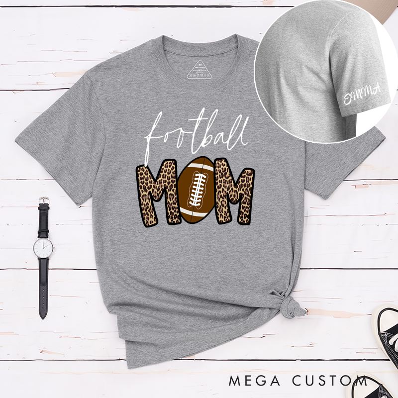 Personalized American Football Mom T-Shirts with Custom Name for Mother's Day