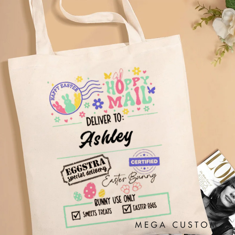 Personalized Easter Bunny with Bible Verse Tote Canvas Bag Christian Graduation and Easter Gift for Her Religious Christian Gifts 