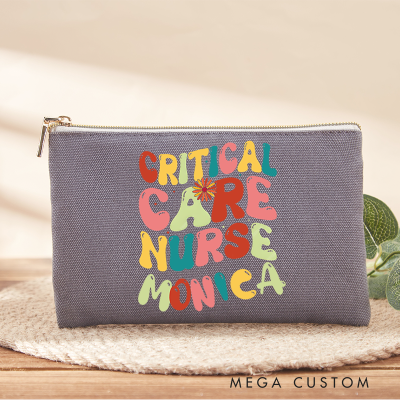 Personalized Makeup Bag for Nurse Critical Care Nurse Design Fashion Cosmetic Bag Gift