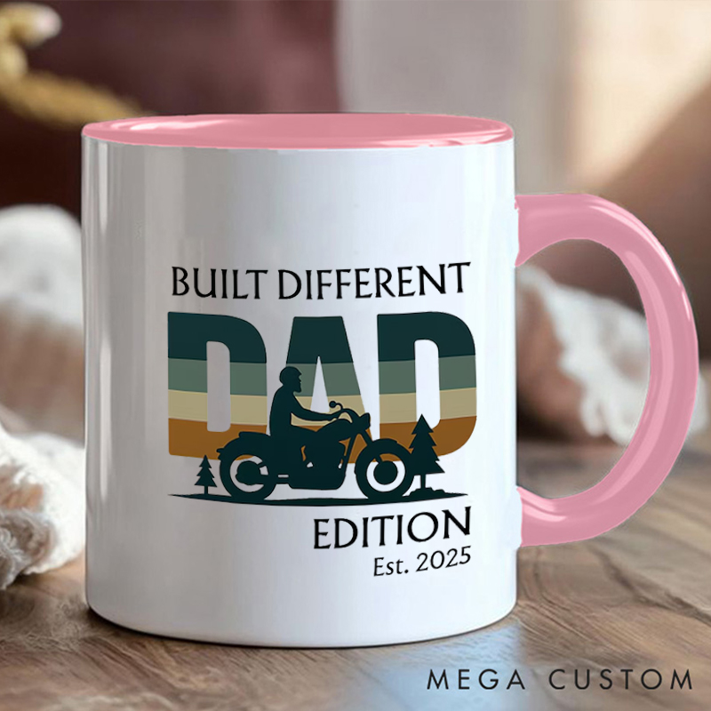Personalized Dad Edition Ceramic Coffee Cup Mug with Motorcycle for Outdoor Adventures Riding Cycling Biking Enthusiasts