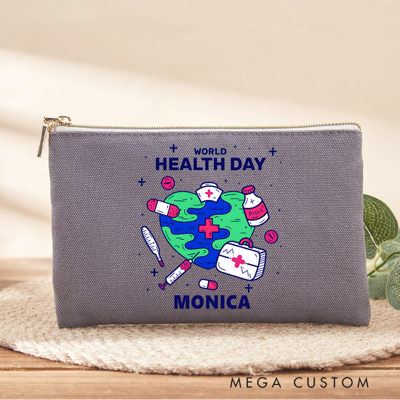 Personalized Makeup Bag for Nurse World Health Day Design Fashion Cosmetic Bag Gift