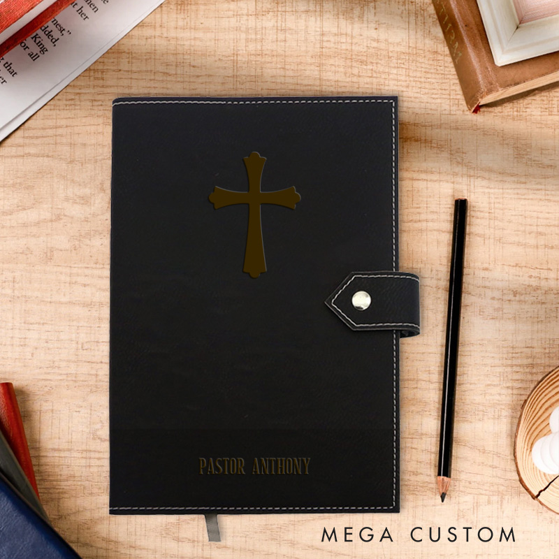 Personalized Cross Prayer Journal Leather Notebook with Name Religious Bible Verse Journal Christmas Gift Christian Gift for Women Men Religious Gift