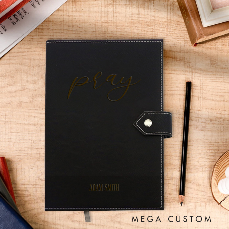 Personalized Pray Journal Leather Notebook with Name Religious Bible Verse Journal Christmas Gift Christian Gift for Women Men Religious Gift